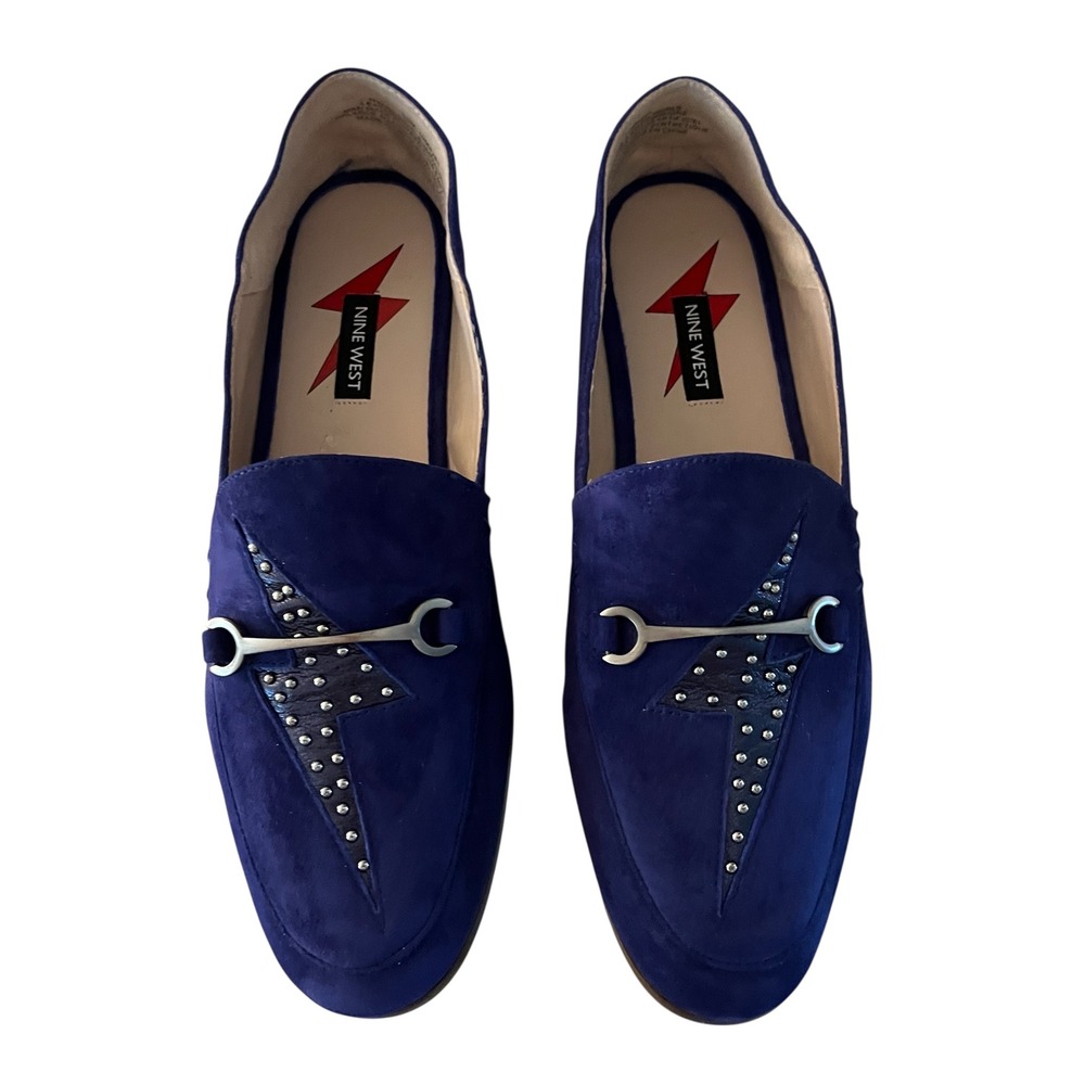Nine West Ziggy‎ Stardust Royal Blue Suede Loafers Slip On Dress Shoes Size 10M